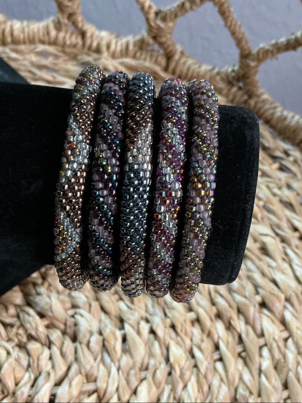 Sasha Seed Bead Spiral Bracelet Set in metallic colors #13